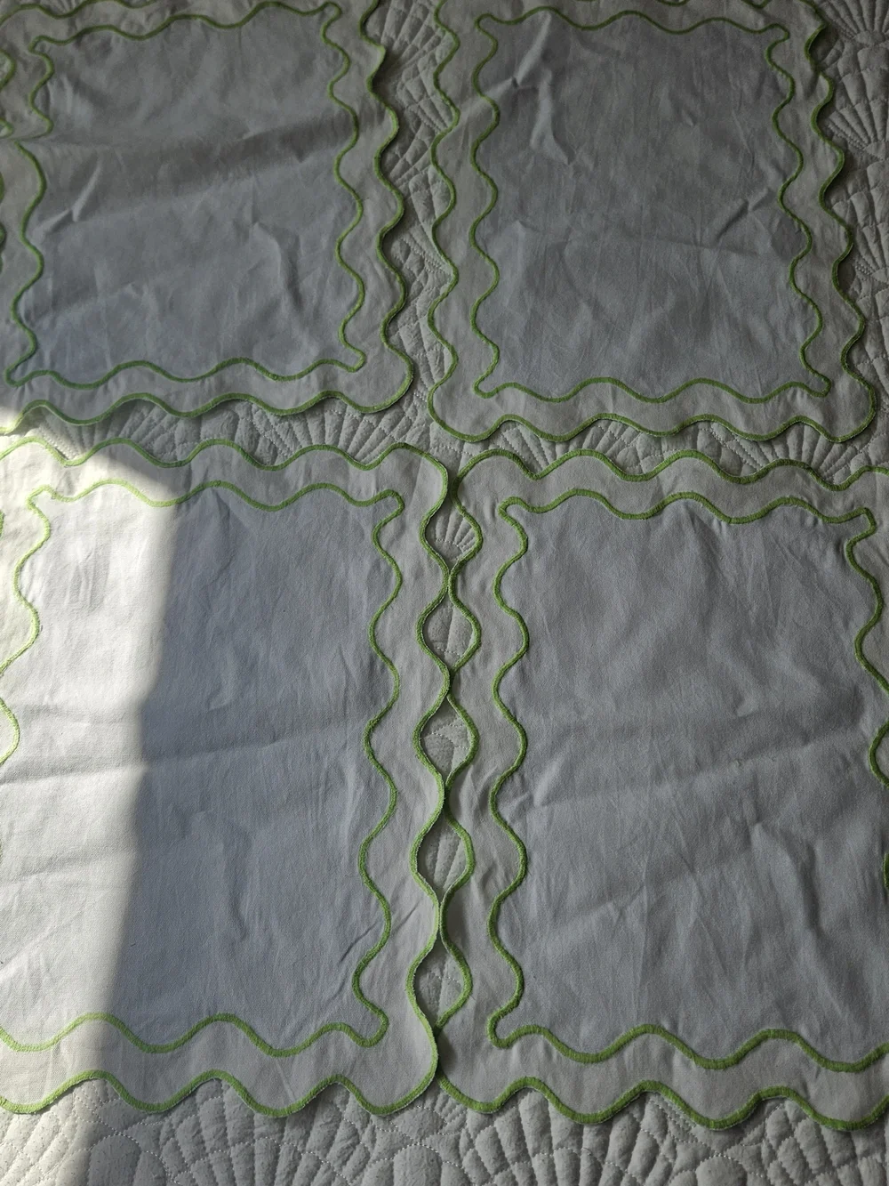 Lilly Pulitzer Blue Linen Placemats with Green Trim
